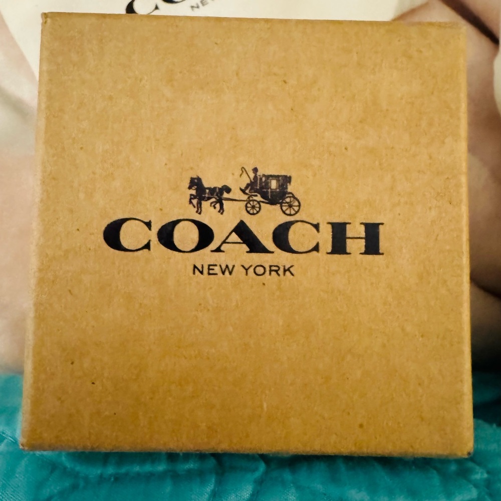 Coach Rose Gold Open Circle Necklace and Tea Rose Stud Earrings Set NWT - Picture 5 of 8